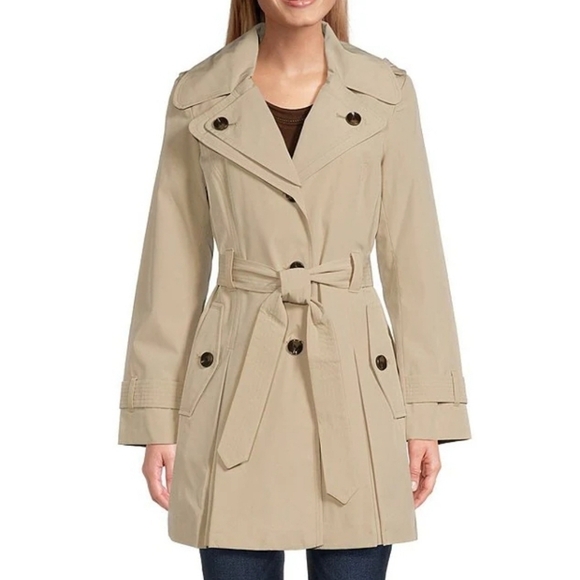 London Fog Jackets & Blazers - London Fog Single Lapel Double Breasted Belted Button Front Trench Rain Coat